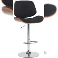 DELUKE Barhocker LOSAN Stoff Walnuss/schwarz 50x50x94cm Schwarz Dunkelbraun Silber Barstuhl Höhenverstellbar Mit Lehne Drehbar