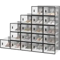 OEM Schuhkasten - Staubeständige Schuhkästchen - 18 Stück - Schwarz