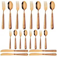 Happyment 20-teiliges Besteckset – Messer, Gabel, Löffel, Teelöffel – Für 4 Personen – Edelstahl – Goldfarben