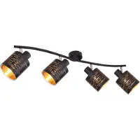 Globo Lighting Strahler Metall schwarz, Kunststoff schwarz, goldfarben, beweglich, LxBxH: 720x100x160mm, exkl. 4x E14 LED 15W 230V