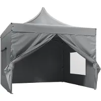 Happyment Luxus Faltpavillon mit Seitenteilen – Weiß – Easy-Up Partyzelt – Wasser- und UV-beständig – 3x3 m – Höhenverstellbar