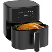 Aimax Heißluftfritteuse 8 Kochprogramme, 80 - 200 °C, Antihaft & Spülmaschinenfest, 6.5L, Touchscreen & Rezeptbuch, Schwarz