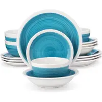 Happyment Eleganto Serviesset Lucenzo – 32-teilig – 8 Personen – Blau – Essteller – Tafelservice – Tiefe Teller – Frühstücksteller – Servies – Küchenservies