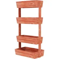 Happyment Tavien Gartenbett für Innen und Außen – 4-lagiges Hochbeet aus Holz – Pflanzkasten für Blumen und Gemüse – 140x65?cm