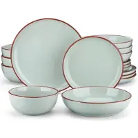 Happyment Exquisite Tida Tafelservice – 16-teilig – 4 Personen – Babygrau – Essteller – Tiefe Teller – Frühstücksteller – Küchenservice – Stilvolles Keramik