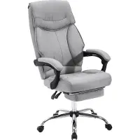 Happyment Ergonomischer Bürostuhl – Mit Rollen – Für Erwachsene – Mit Fußstütze – Hellgrau – Höhenverstellbar – Stoff