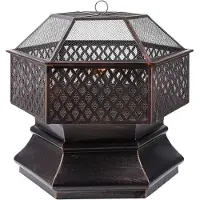 Happyment Gartenbarbecue Fioren – Feuerkorb – Feuerschale – Terrassenofen – Rauchbarbecue – Für draußen BBQ – Stahlkonstruktion mit Funkenabwehr – 71cm