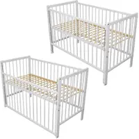 Need Sleep Babybett Martin 120x60 cm Höhenverstellbar - absenkbares Seitengitter - Beistellbett Baby Bed weiß