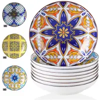 Happyment Averto Serviesset – 8-teilig – 8 Personen – Mozaïek – Tafelservice – Essteller, Tiefe Teller und Frühstücksteller – Keramik-Set