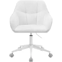Happyment Set aus 2 Drehbare Samt-Bürostühle – Höhenverstellbar – Mit Armlehnen – Weiß – Für Wohnzimmer, Büro oder Schminktisch
