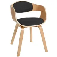 DELUKE Besucherstuhl LONDON Stoff 73x49x46cm Natur/Dunkelgrau Stoff Holz Gestell Konferenzstuhl Wartezimmerstuhl