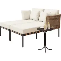 Happyment Happiq Garten-Lounge-Set mit Liegebett und Salontisch – Modulare Outdoor-Liegegruppe mit abnehmbaren Kissen – Wetterfest – Grau