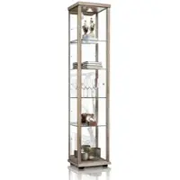 K-Möbel Sammlervitrine Stehend 176x37x33 cm Made in Germany mit Spiegel & Schloss & LED & Glasböden Sonoma Eiche