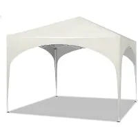 Happyment Happiq 3x3m Pop-Up Partyzelt – Wasserfestes Gartenpavillon mit Halbrunddach – Höhe verstellbar – Faltzelt für Markt, Garten und Veranstaltungen – Weiß