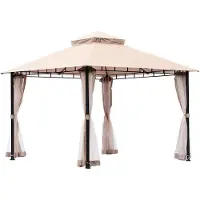 Happyment Faltbar Paviljoen 330×330×316 cm – s Falt-Pavillon mit Seitenwänden – Wasserdicht & UV-Beständig – Beige – Stahlrahmen
