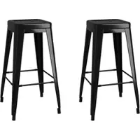 DELUKE Barhocker METO Stapelbar 2er Set Schwarz Metall Barstühle Küchenhocker Thekenhocker Für Küche Hausbar