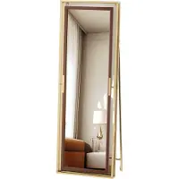 Happyment Spiegel Luminara – Großer Standspiegel 160 cm – Wand- oder Bodenmontage – Modernes Stahlrahmen-Design – Für Schlafzimmer, Wohnzimmer & Ankleide