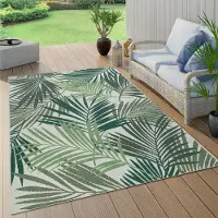 Paco Home Outdoor Teppich Wetterfest Balkon Palmen Dschungel Florales Boho Muster Grün Grösse 160x230 cm