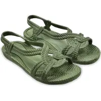 Brasileras Damen, Kinder Mädchen Zehensandalen rutschfester bequem schuhe strand/schwimmbad/stadt grünes militär 37 EU - UBKEMA