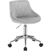 Happyment Bürostuhl Deluxe – Grau – Ergonomischer Drehstuhl – Mit Armlehnen – Auf Rollen – Samt – Höhenverstellbar