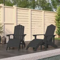 vidaXL Möbel Outdoor Relaxsessel,Balkonstuhl Adirondack-Gartenstühle 2 Stk. mit Hockern HDPE Weiß DE97066