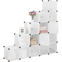 OEM Schoenenkast 15 Kubussen - Witte DIY Plank - Modulaire Schoenenkast met Deuren - Flexibele Kamerverdeler - Schoenenrek & Opbergkast - Voor Hal, Slaapkamer of Woonkamer - 30x30x30 cm per Kubus