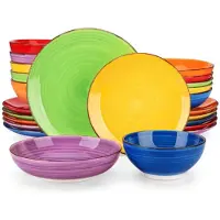 Happyment Averina Dessertborden – 24-teilig – 6 Personen – Bunt – Tafelservices – Essteller – Tiefe Teller – Frühstücksteller – Dessertteller – Servies – Küchenservies