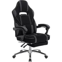 Happyment Gamestoel Berlin – Grau – Ergonomisch – Höhenverstellbar – Mit Arm- und Rückenlehne – Stoff
