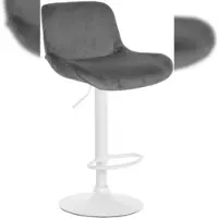 DELUKE Barhocker PONOR Samt Dunkelgrau 50x50x85cm Weiß Barstuhl Höhenverstellbar Mit Lehne Drehbar Tresenhocker Tresenstuhl