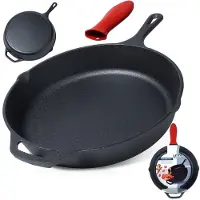 B2X Gusseisenpfanne Eisenpfanne Grillpfanne aus Gusseisen mit Silikon-Griffschutz CAST LINE 30 cm