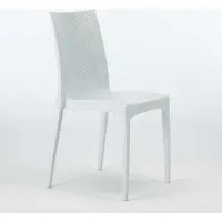 GRAND SOLEIL Bistrot Poly Rattan Bar Garten Eisdiele Stühle stapelbar - Weiß