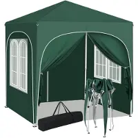 Happyment Happiq Faltbares Gartenpavillon 2x2 m mit Seitenwänden – Höhenverstellbar – Pop-Up Pavillon – Wasserdicht & UV-Schutz – Grün