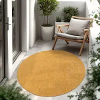 Paco Home In- & Outdoor Teppich Flachgewebe einfarbig modern wetterfest für Terrasse Küche Grösse 160 cm Rund