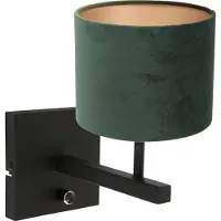 Steinhauer Wandleuchte Sparkled Light 1-flammig Mattschwarze Amatur mit Stoffschirm 11x17,7cm