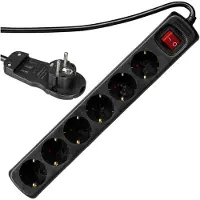 REV 12626514, 2 m, Drinnen, Schwarz, 6 AC-Ausgänge, 230 V, 3680 W