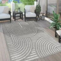 Paco Home Outdoor Teppich wetterfest Boho & Skandi 3D-Optik für Terrasse, Balkon & Garten Grösse 80x150 cm