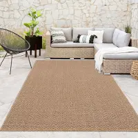 Paco Home Outdoor Indoor Loop Teppich Wetterfest Terrasse Küche Natur weiche Struktur Beige Grösse 80x150 cm