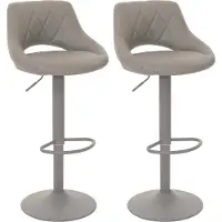 Mendler 2er-Set Barhocker MCW-N64, Barstuhl Tresenhocker, Fußablage drehbar, Kunstleder Metall grau