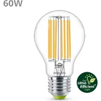 Philips Filament-Lampe, transparent, 60 W, A60 E27 x 3, 4 W, 60 W, E27, 840 lm, 50000 h, Warmweiß