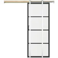 Vente-unique Versenkbare Schiebetür - Aluminium und klares gehärtetes Glas - H 205 x B 63 cm - SINCA II