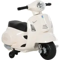 HOMCOM VESPA Elektromotorrad Kindermotorrad Elektrofahrzeug 18-36 Monate 3 km/h LED-Licht Sound Kunststoff-kunststoff Metall Weiß 66,5 x 38 x 52 cm