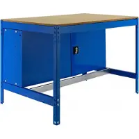 Proregal Werkbank BUFFALO mit Schrank | HxBxT 84x120x76cm | Traglast 600kg | Blau