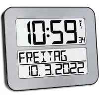 TFA-Dostmann Digitale Funkwanduhr mit Datum und Wochentagsanzeige TIMELINE MAX 60.4512.54