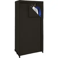 Spetebo Stoff Kleiderschrank schwarz - 150 x 75 x 50 cm - Mobiler Schrank mit Kleiderstange