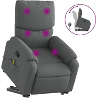Syfax Massagesessel mit Aufstehhilfe Dunkelgrau Stoff