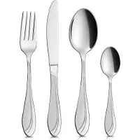 Orion | Besteckset Silber - 24-teilig Edelstahl - Für 6 Personen - Messer, Gabeln, Löffel und Teelöffel - Spülmaschinenfest