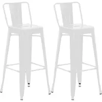 CLP Barhocker 2er Set mit Lehne im Industrial-Look Mason, mit Rückenlehne weiß