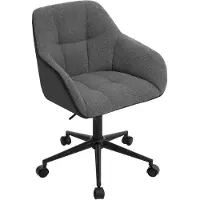 Happyment Set aus 2 Drehbare Samt-Bürostühle – Höhenverstellbar – Mit Armlehnen – Grau – Für Wohnzimmer, Büro oder Schminktisch