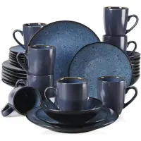 Happyment Tida Tafelservice – 32-teilig – 8 Personen – Essteller, tiefe Teller & Frühstücksteller – Blau – Keramik