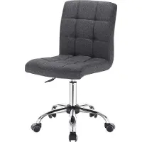 Happyment Werkhocker Ziva – Dunkelgrau – Für Erwachsene – Mit Rollen – Stoff – Ergonomischer Bürostuhl – Höhenverstellbar